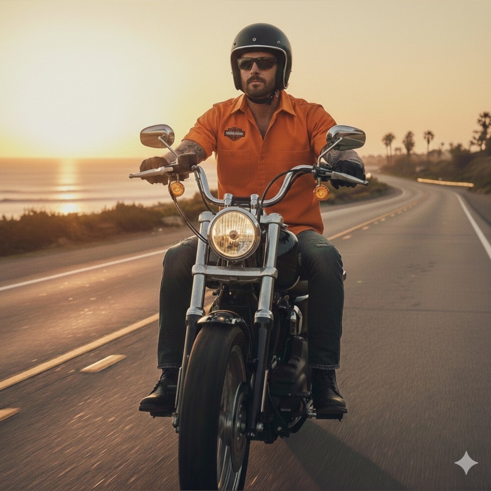 Software for Hard Wear Harley Davidson Patch Button Down Orange‎ Shirt Size XL
